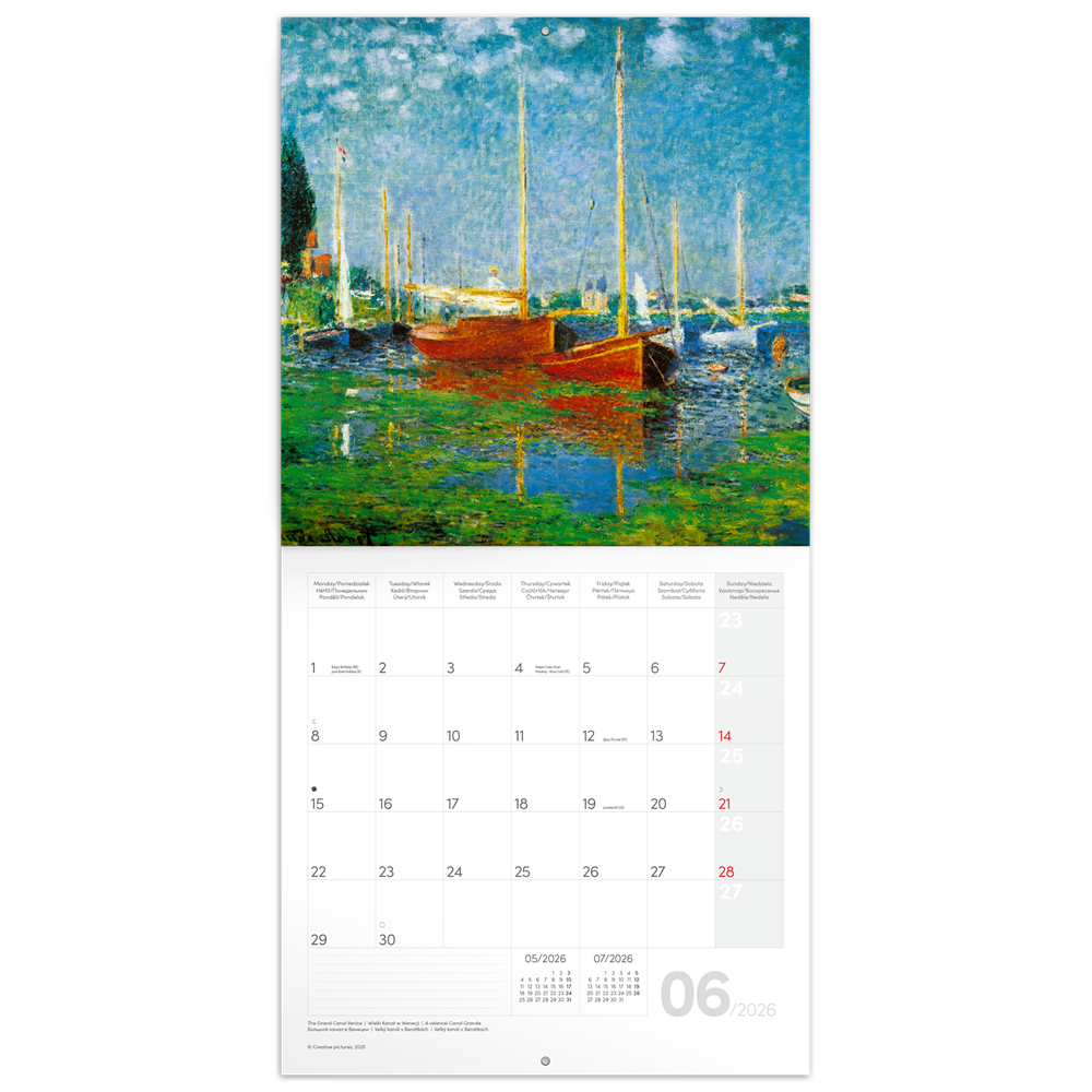 Falinaptár képes lemeznaptár 300x300mm, Claude Monet Realsystem 2026. - Image 2