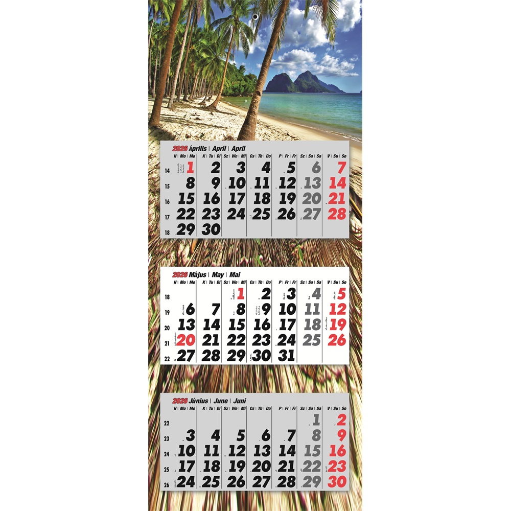 Falinaptár speditőr 3 részes 330mmx680mm, színes hátlappal Szigetek Realsystem 2026.