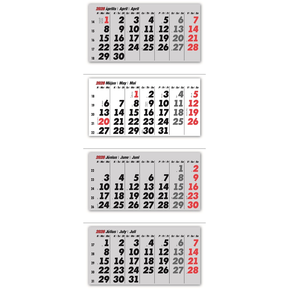 Falinaptár speditőr 4 részes 330mmx1000mm, Realsystem 2026.