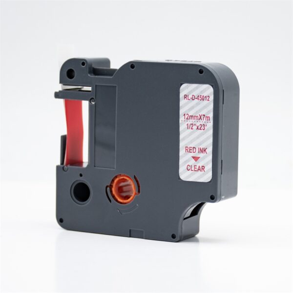 Feliratozógép szalag kompatibilis Dymo D1 S0720520/45012 12mmx7m ECO piros/víztiszta