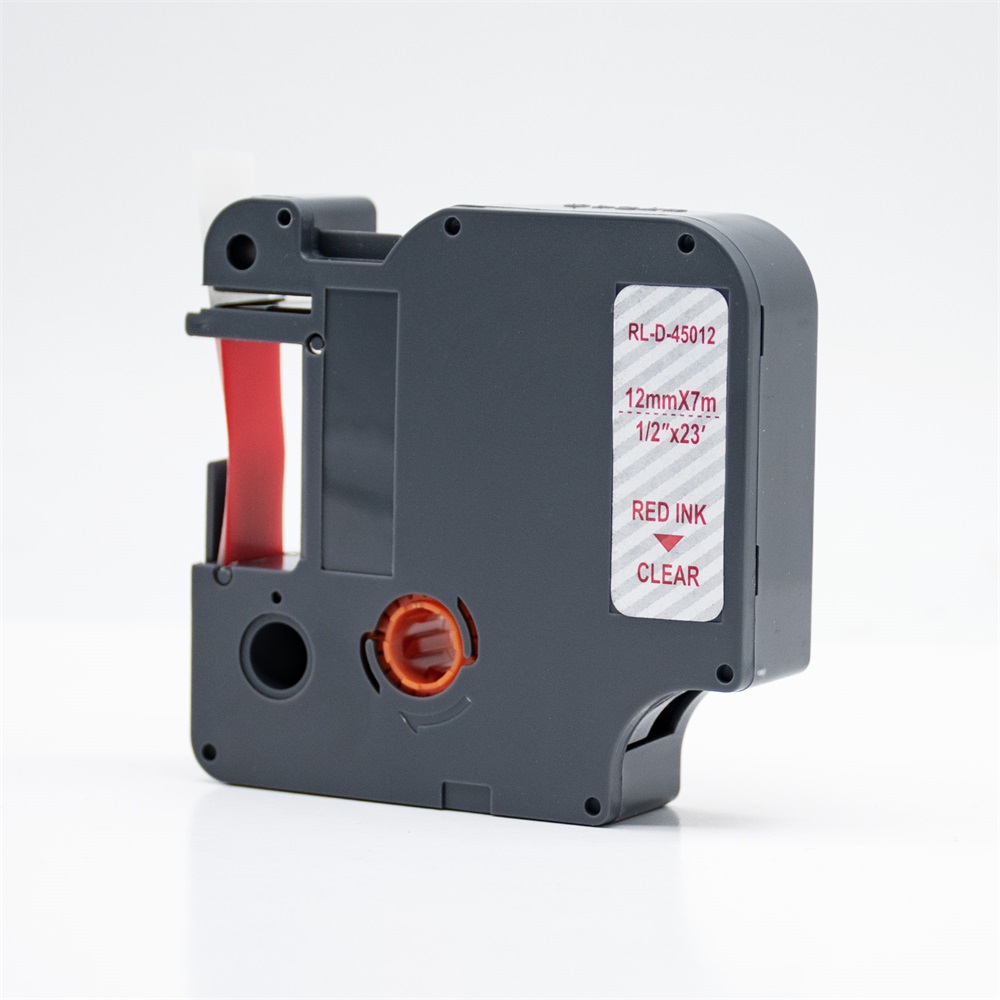 Feliratozógép szalag kompatibilis Dymo D1 S0720520/45012 12mmx7m ECO piros/víztiszta