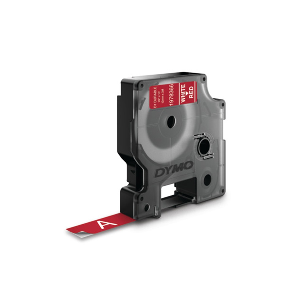 Feliratozógép szalag tartós Dymo D1 1978366 12mmx3m ORIGINAL fehér/piros - Image 2