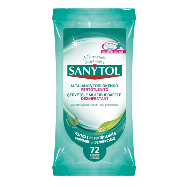 Felületfertőtlenítő kendő 72 lap/csomag Sanytol