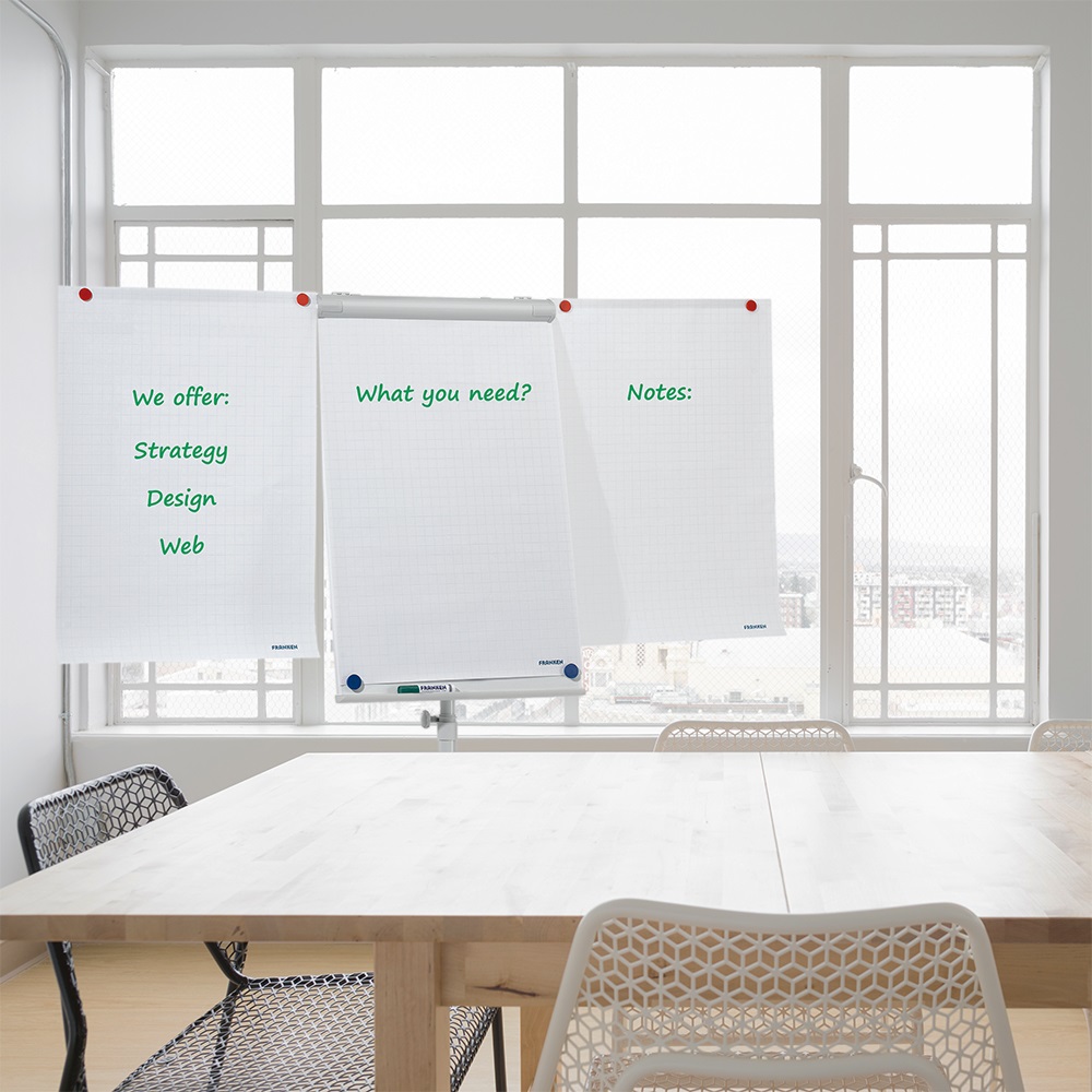 Flipchart tábla mobil 68x105cm, mágneses, 2 db segédkarral, 5 görgős Premium line  F2400/N Franken - Image 3