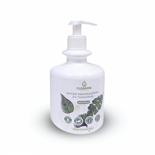 Folyékony krémszappan és tusfürdő 470 g Cleanne_Sensitive Natúr