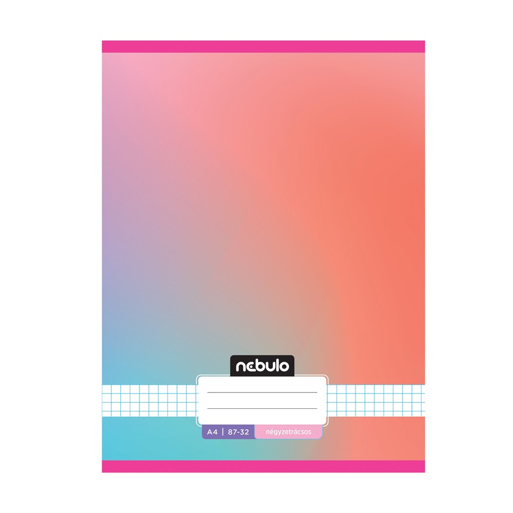 Füzet, A4, kockás, 87-32, Monochrome és Gradient minták I., 12 db/csomag Nebulo