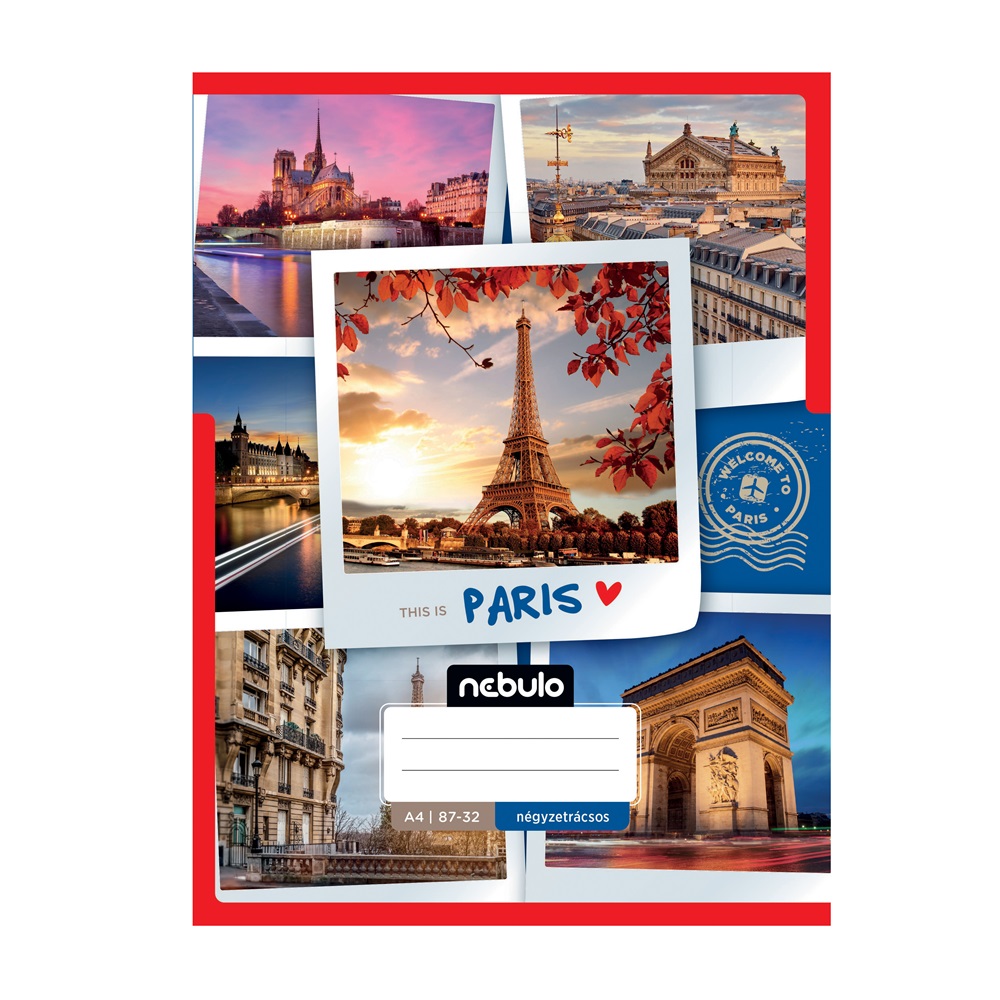 Füzet, A4, kockás, 87-32, ország-város minták, 12 db/csomag Nebulo - Image 3