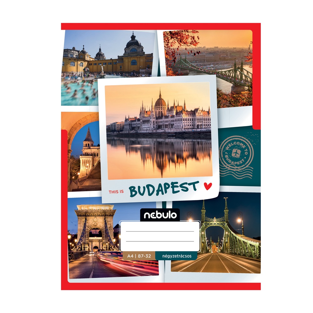 Füzet, A4, kockás, 87-32, ország-város minták, 12 db/csomag Nebulo - Image 4