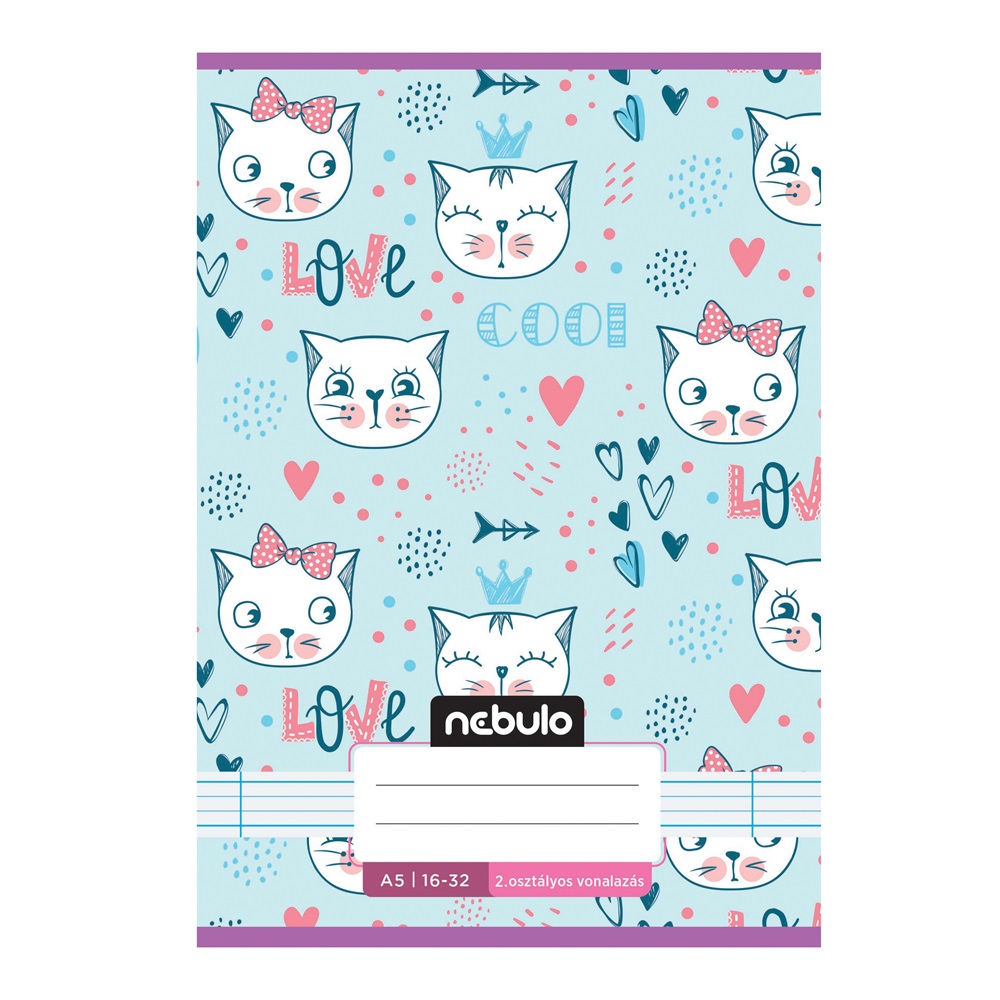 Füzet, A5, 2. osztályos vonalas, 16-32, Cuki minták, 16 db/csomag Nebulo - Image 2