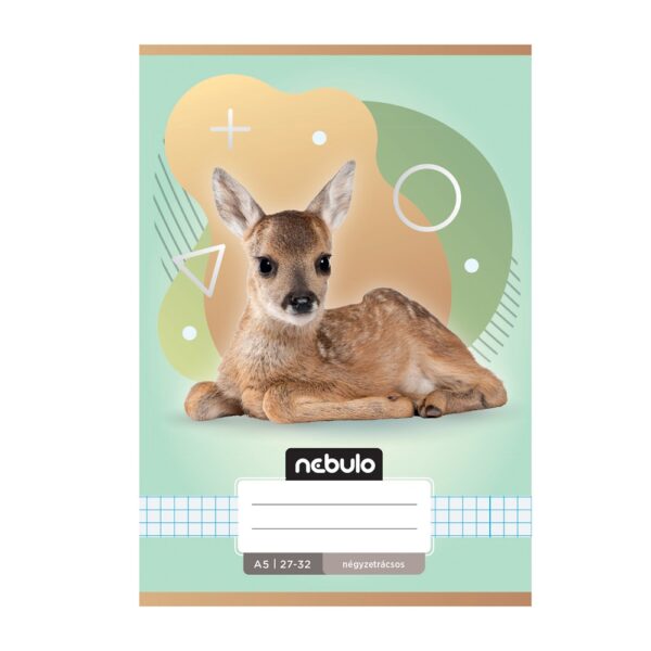 Füzet, A5, kockás, 27-32, Állatos minták, 16 db/csomag Nebulo