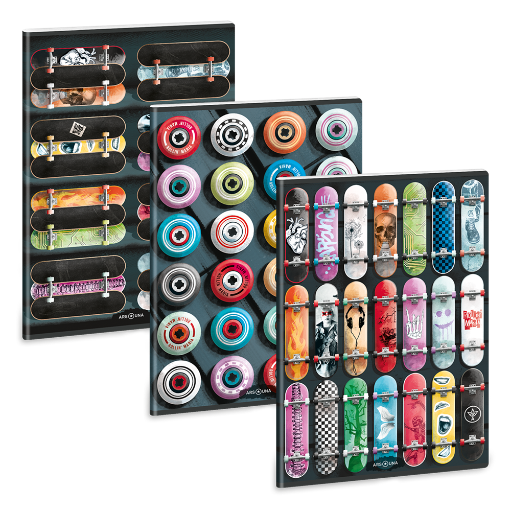 Füzet iskolai A4, 40lap, kockás Ars Una ROLLIN MANIA (5228) 22 10db/csomag