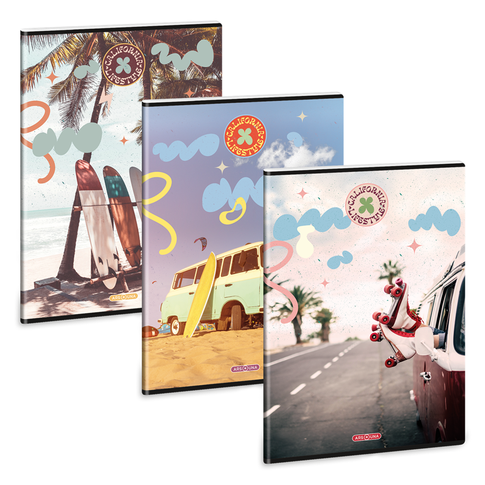 Füzet iskolai A4, 40lap, vonalas Ars Una CALIFORNIA LIFESTYLE 10db/csomag