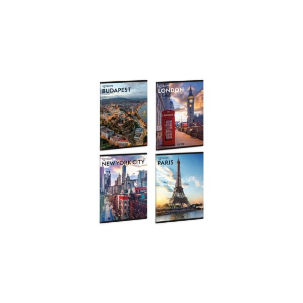 Füzet iskolai A5, 40lap, vonalas Ars Una CITYSCAPE 10db/csomag