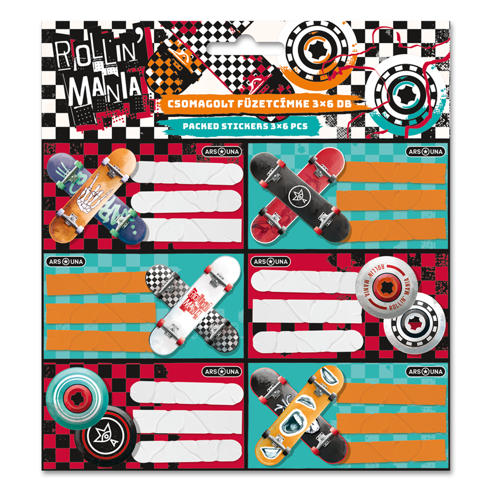 Füzetcímke (3*6 db) Ars Una ROLLIN MANIA (5228) 22