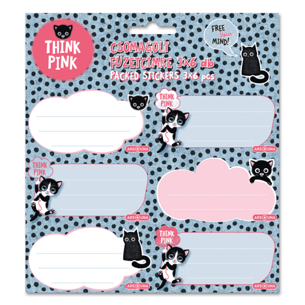 Füzetcímke (3*6 db) Ars Una THINK-PINK (5285) 23