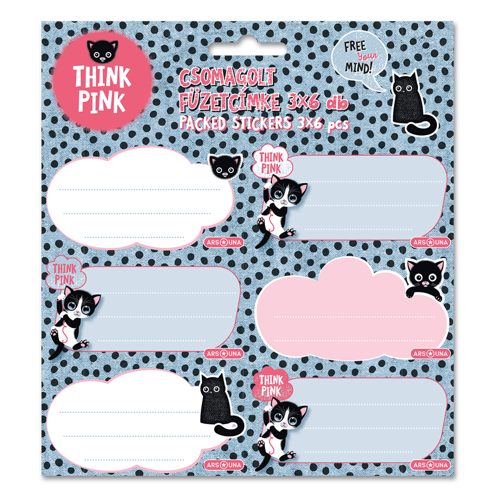 Füzetcímke (3*6 db) Ars Una THINK-PINK (5285) 23