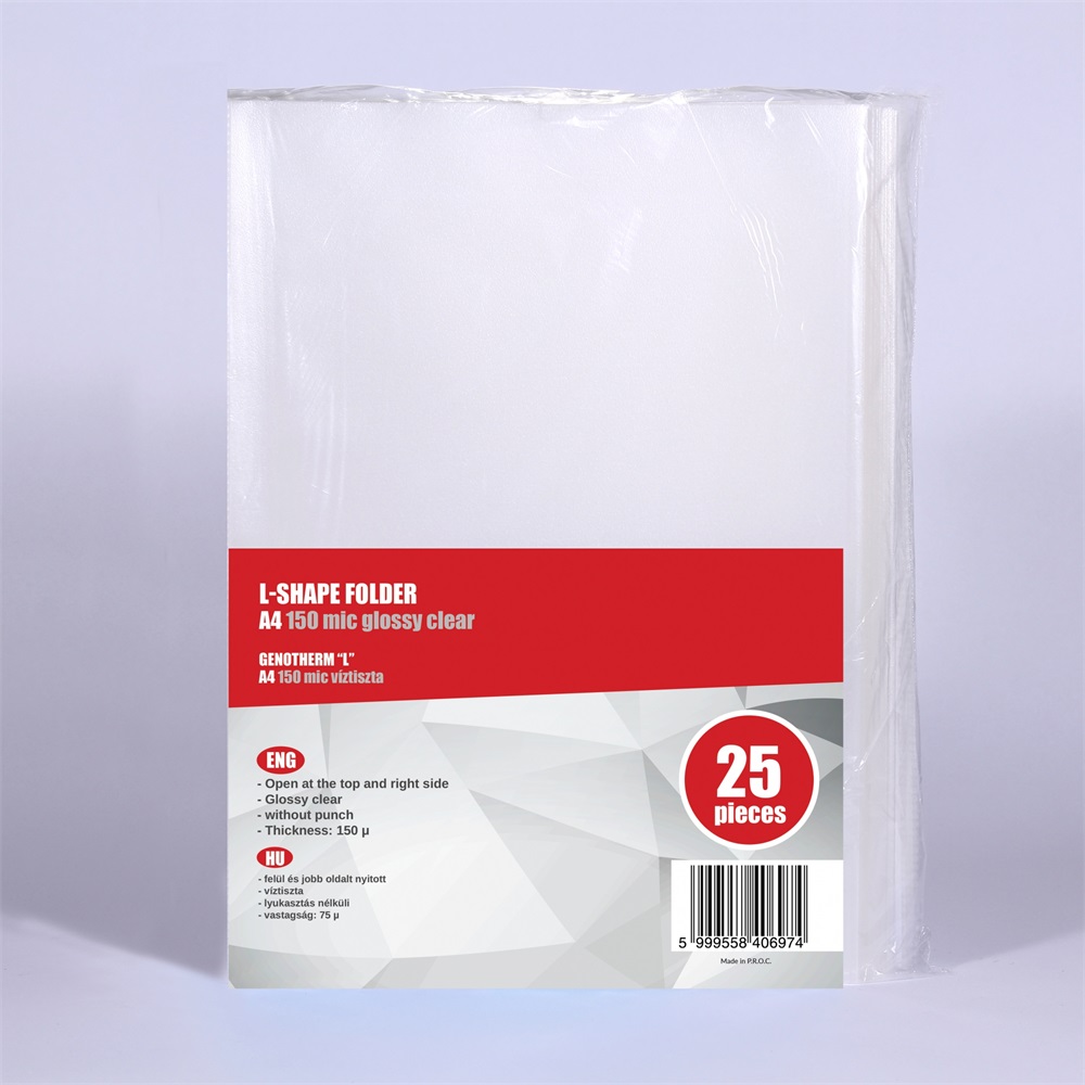 Genotherm `L` A4, 130 micron víztiszta Redin 25 db/csomag,