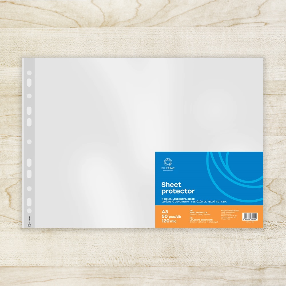 Genotherm lefűzhető, A3, 120 micron fekvő, víztiszta Bluering® 25 db/csomag, - Image 2