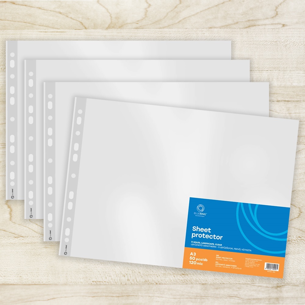 Genotherm lefűzhető, A3, 120 micron fekvő, víztiszta Bluering® 25 db/csomag, - Image 3