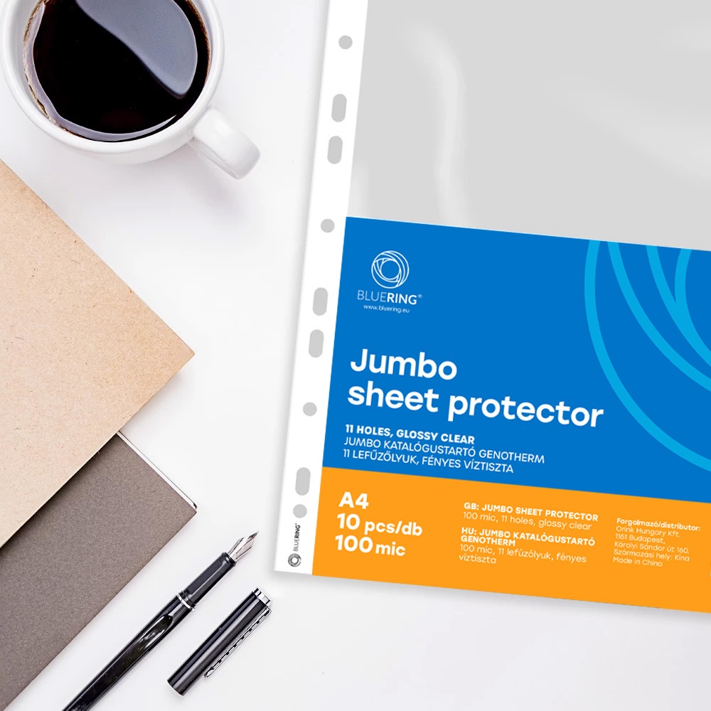 Genotherm lefűzhető, A4, 100 micron jumbo víztiszta Bluering® 10 db/csomag, - Image 3