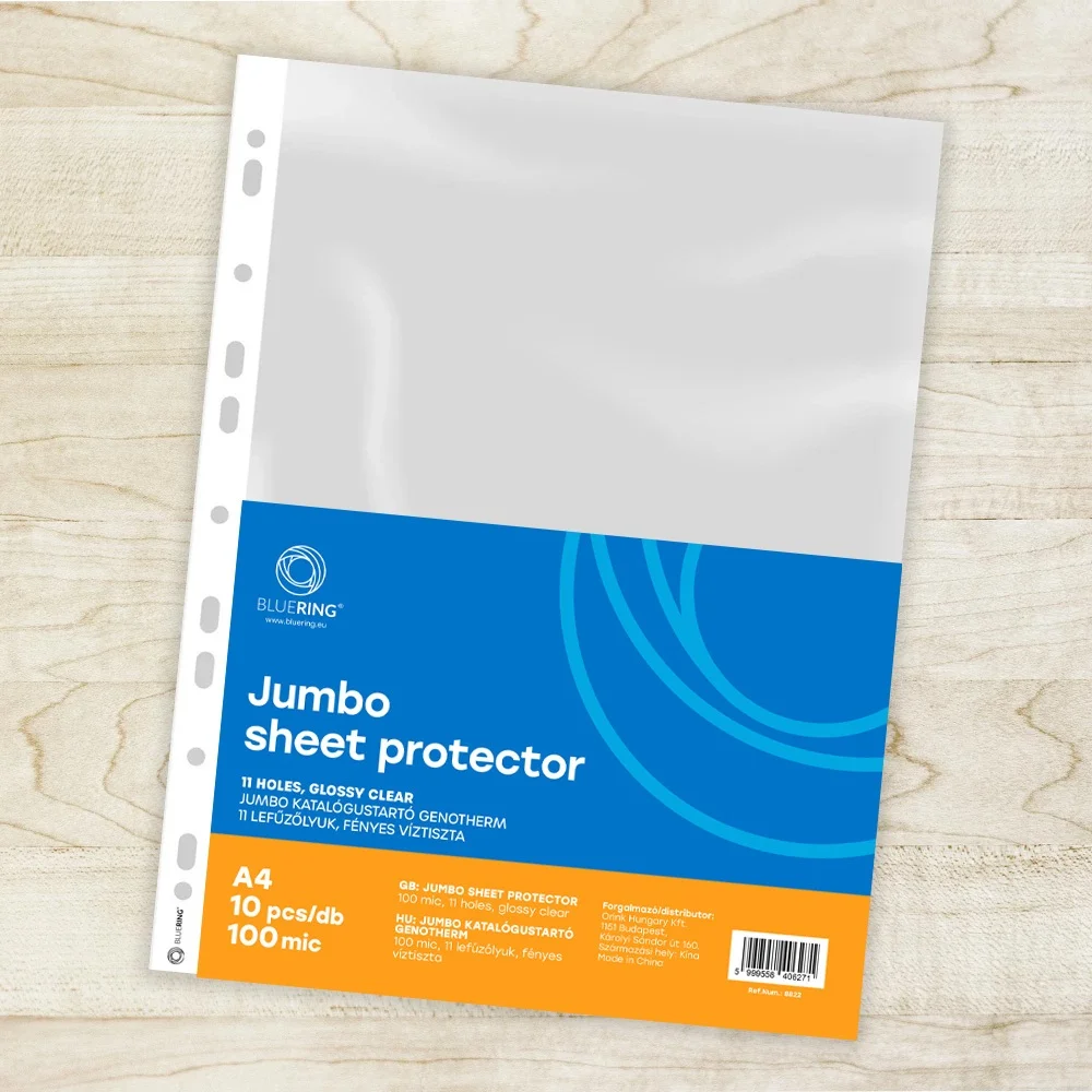 Genotherm lefűzhető, A4, 100 micron jumbo víztiszta Bluering® 10 db/csomag, - Image 2