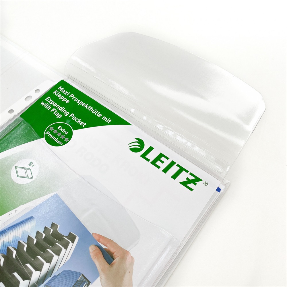 Genotherm lefűzhető, A4, 170 micron jumbo narancsos felül behajtható fülel Leitz 5 db/csom - Image 3