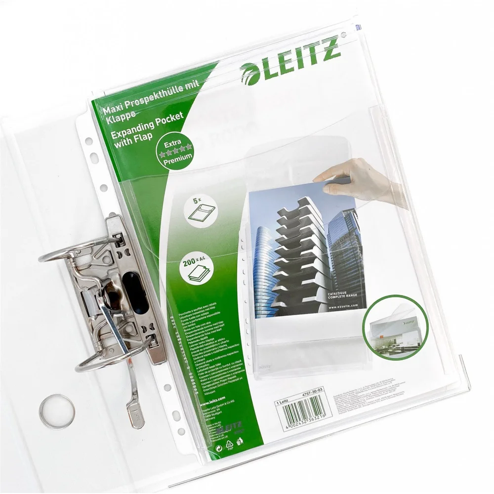 Genotherm lefűzhető, A4, 170 micron jumbo narancsos felül behajtható fülel Leitz 5 db/csom - Image 2