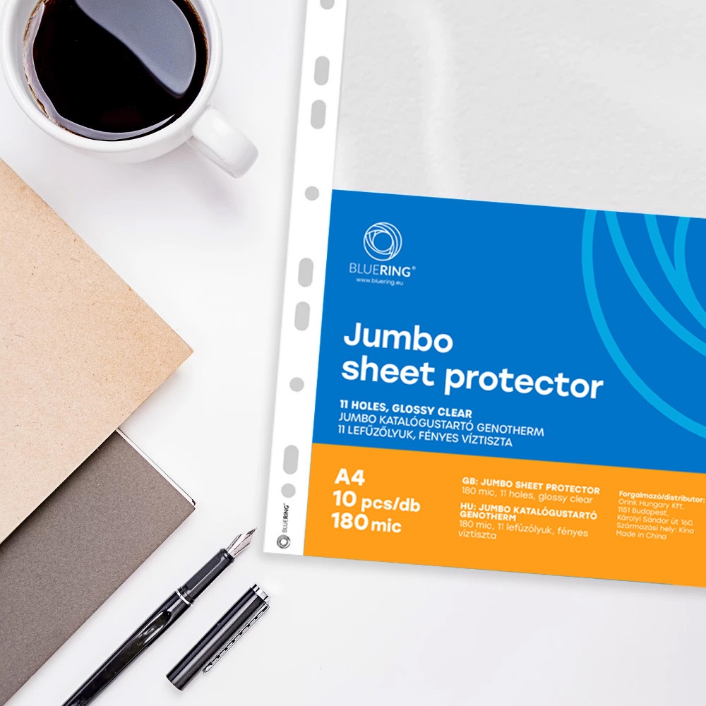 Genotherm lefűzhető, A4, 180 micron jumbo katalógustartó Bluering® 10 db/csomag, - Image 3