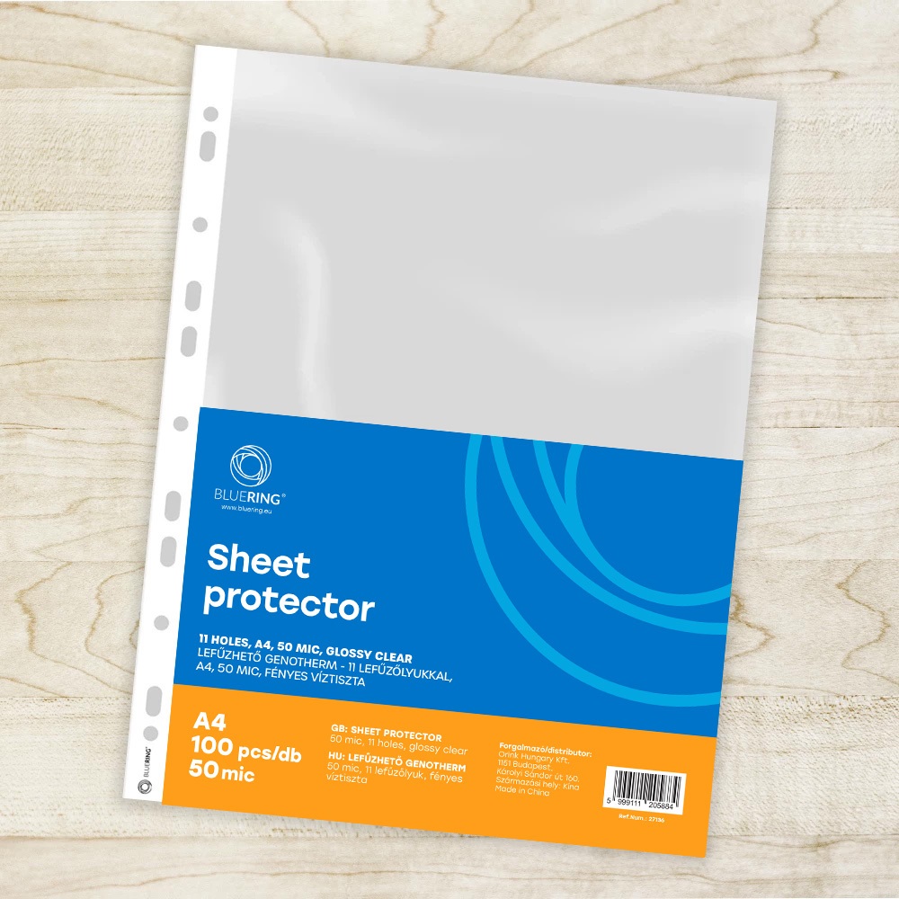 Genotherm lefűzhető, A4, 50 micron fényes víztiszta Bluering® 100 db/csomag, - Image 2