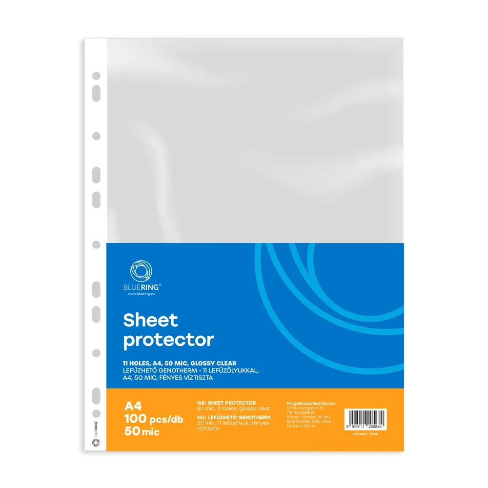 Genotherm lefűzhető, A4, 50 micron fényes víztiszta Bluering® 100 db/csomag,