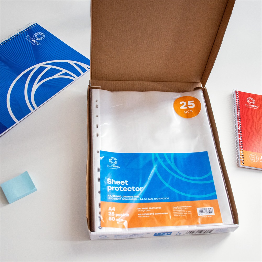 Genotherm lefűzhető, A4, 50 micron fényes víztiszta Bluering® 25 db/csomag, 4 csomag/karton kínáló - Image 4