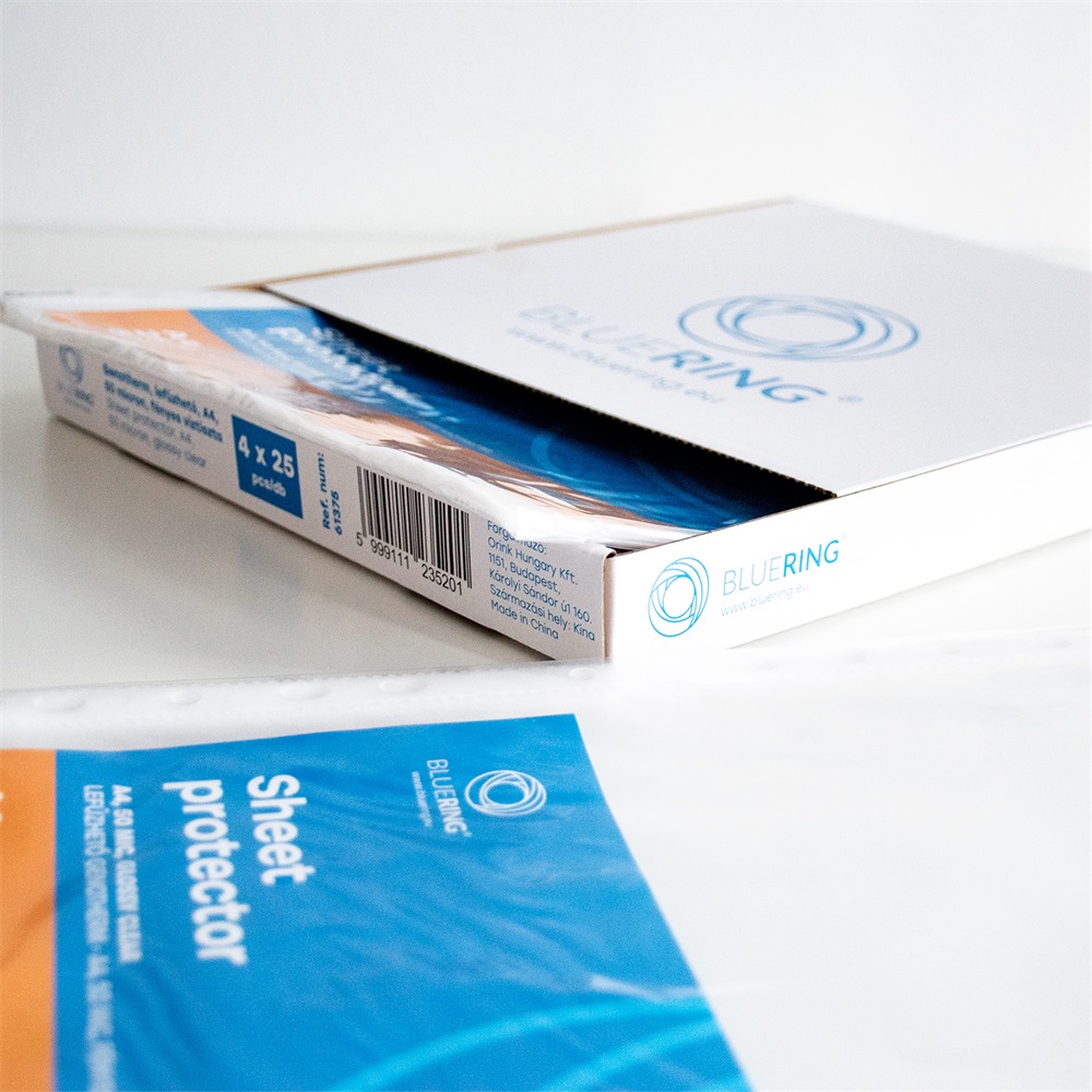 Genotherm lefűzhető, A4, 50 micron fényes víztiszta Bluering® 25 db/csomag, 4 csomag/karton kínáló - Image 6
