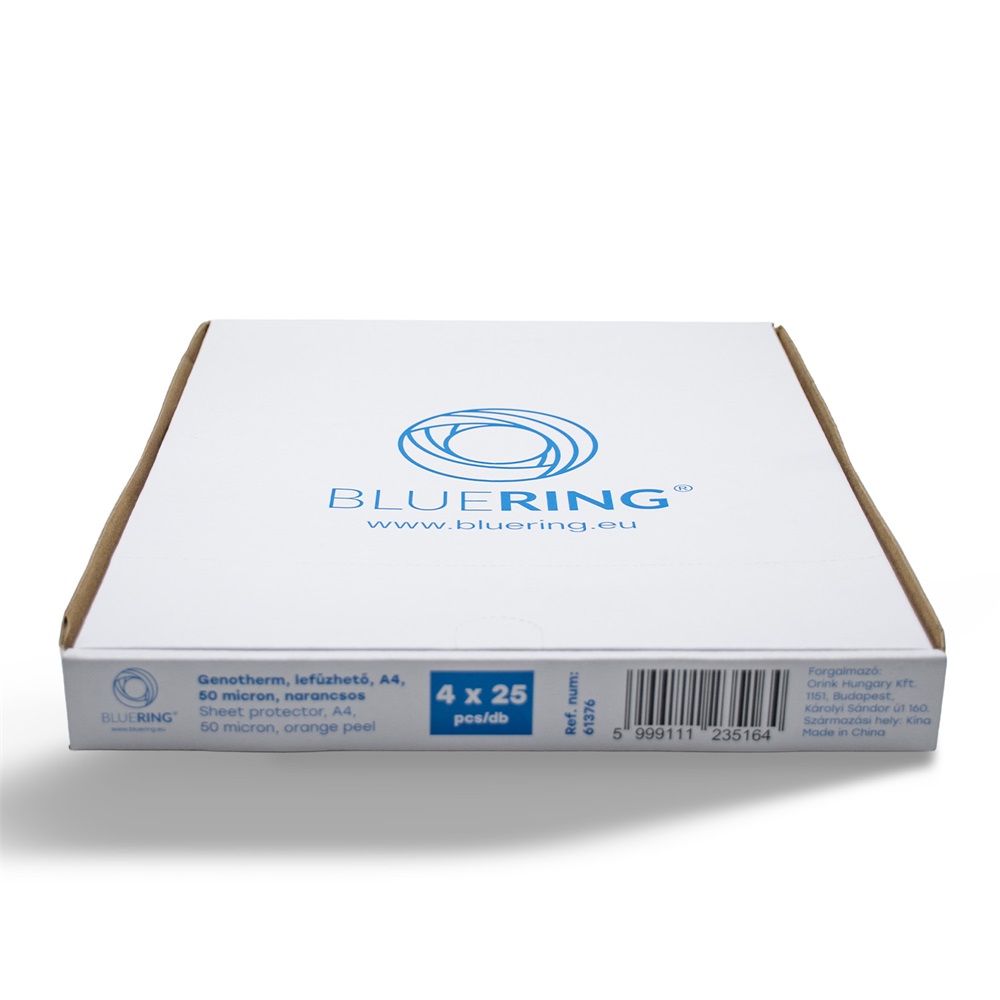 Genotherm lefűzhető, A4, 50 micron narancsos Bluering® 25 db/csomag, 4 csomag/karton kínáló - Image 3