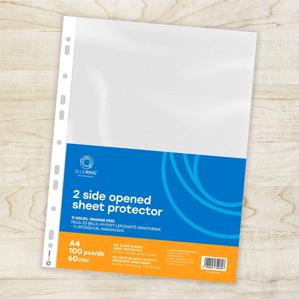 Genotherm lefűzhető, A4, 60 micron kétoldalt (felül és belül) nyitott narancsos Bluering® 100 db/csomag, - Image 2