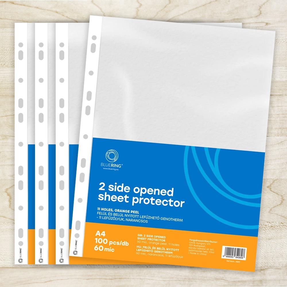 Genotherm lefűzhető, A4, 60 micron kétoldalt (felül és belül) nyitott narancsos Bluering® 100 db/csomag, - Image 3