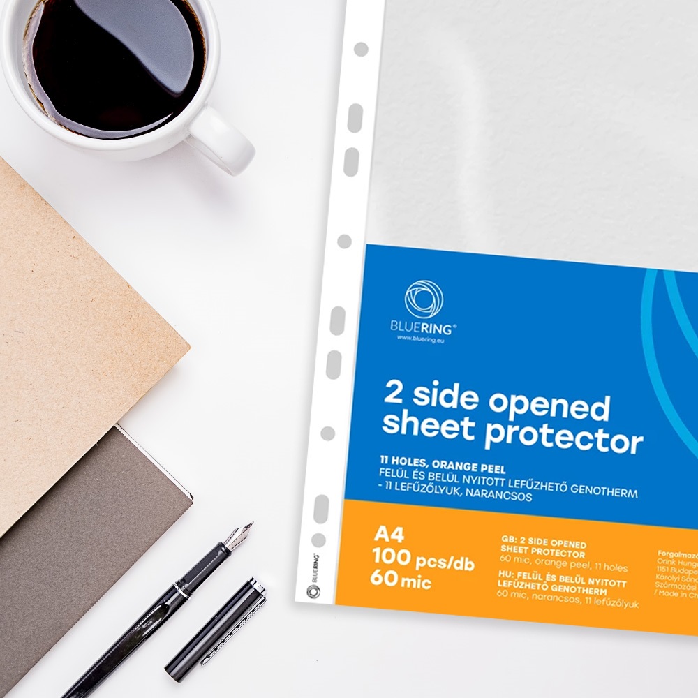 Genotherm lefűzhető, A4, 60 micron kétoldalt (felül és belül) nyitott narancsos Bluering® 100 db/csomag, - Image 4