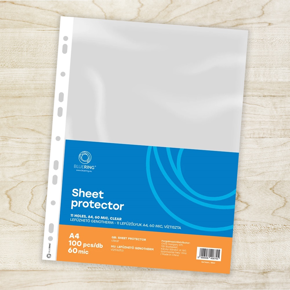 Genotherm lefűzhető, A4, 60 micron víztiszta Bluering® 100 db/csomag, - Image 2