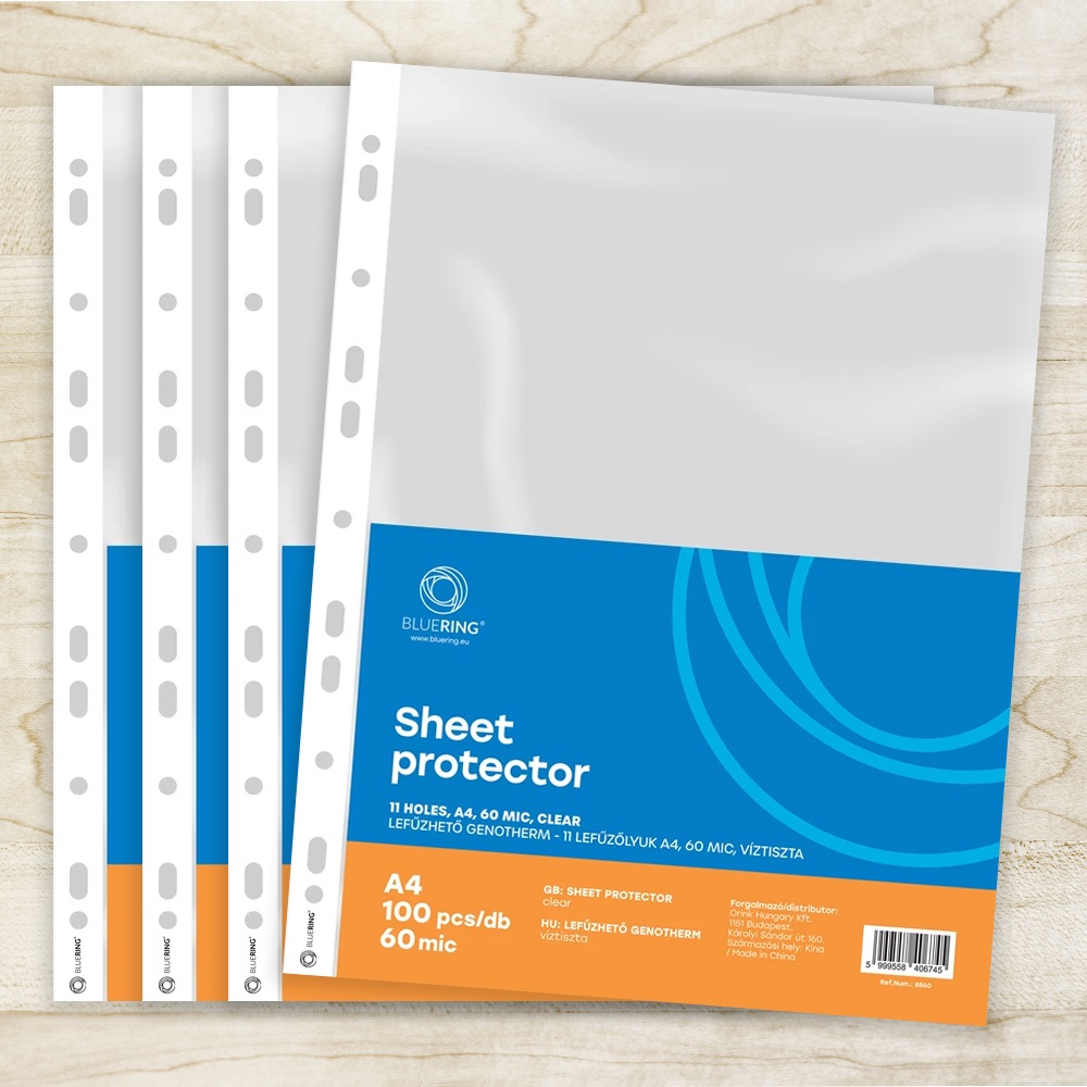 Genotherm lefűzhető, A4, 60 micron víztiszta Bluering® 100 db/csomag, - Image 3