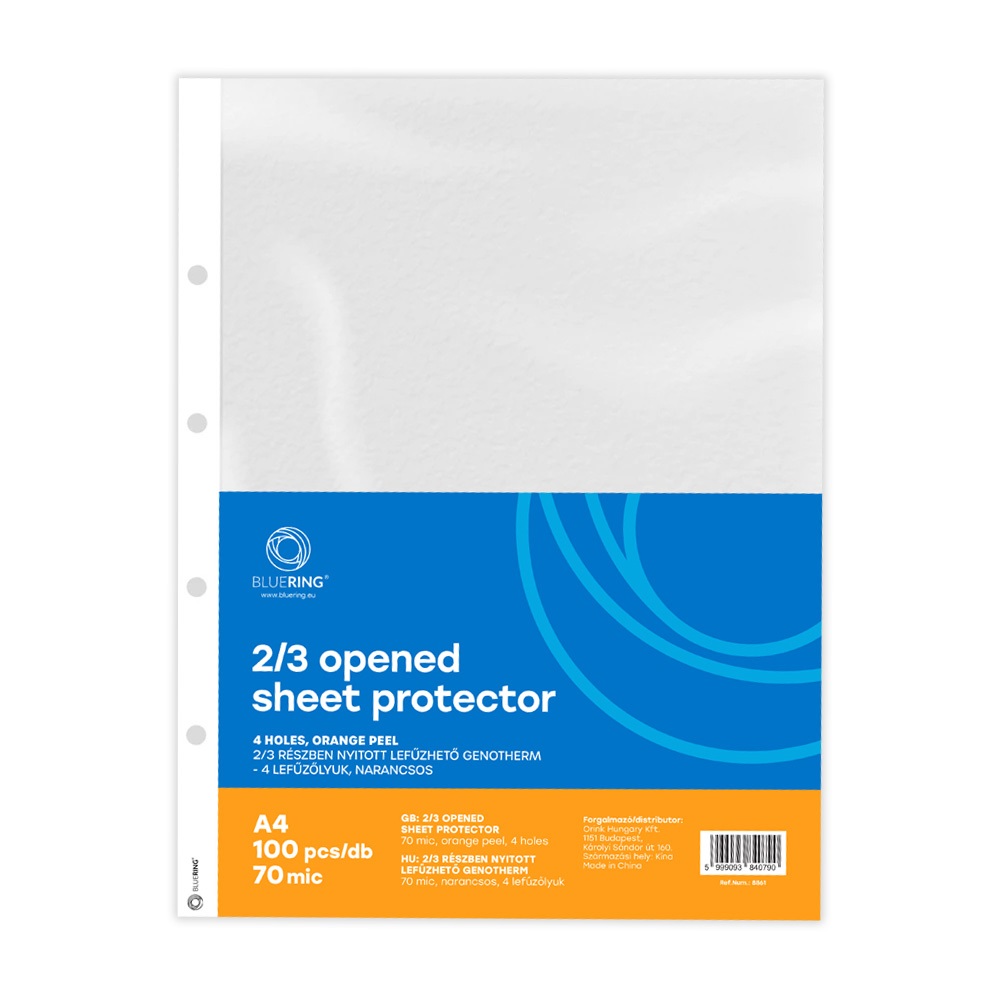 Genotherm lefűzhető, A4, 70 micron narancsos belül 2/3 részben nyitott Bluering® 100 db/csomag,