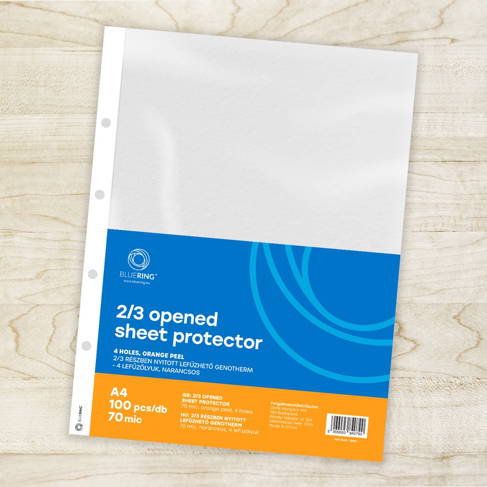 Genotherm lefűzhető, A4, 70 micron narancsos belül 2/3 részben nyitott Bluering® 100 db/csomag, - Image 2