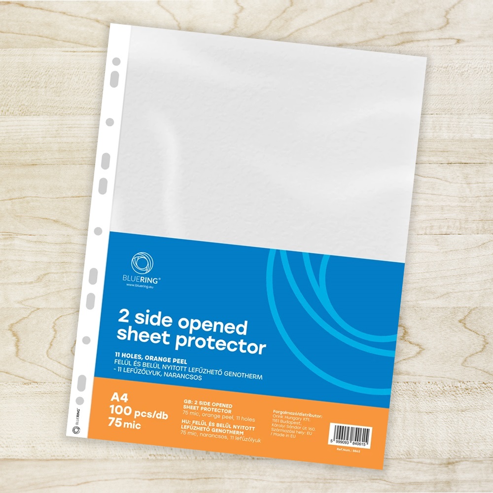 Genotherm lefűzhető, A4, 75 micron narancsos felül és belül nyitott Bluering® 100 db/csomag, - Image 2