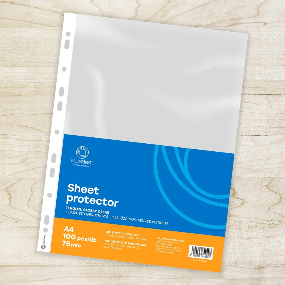 Genotherm lefűzhető, A4, 75 micron víztiszta Bluering® 100 db/csomag, - Image 2