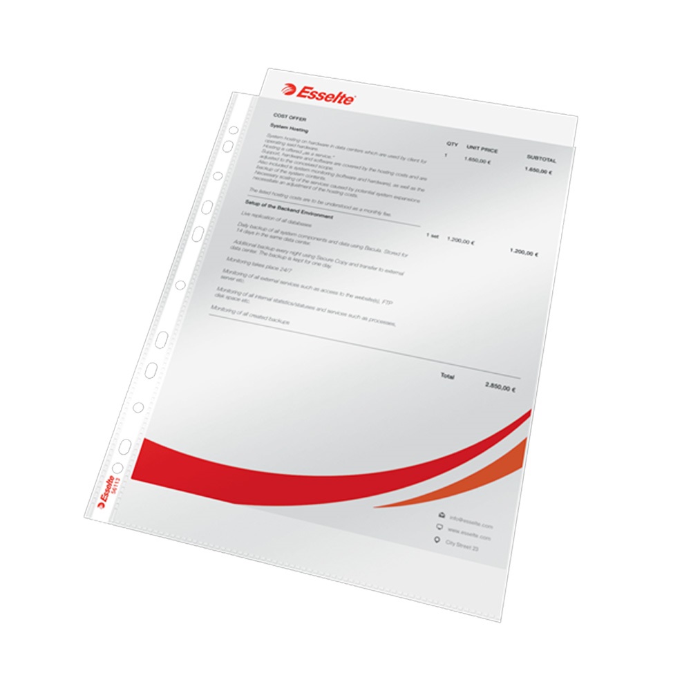 Genotherm lefűzhető A4, 75 micron víztiszta 56113 Esselte Luxus 100 db/csom