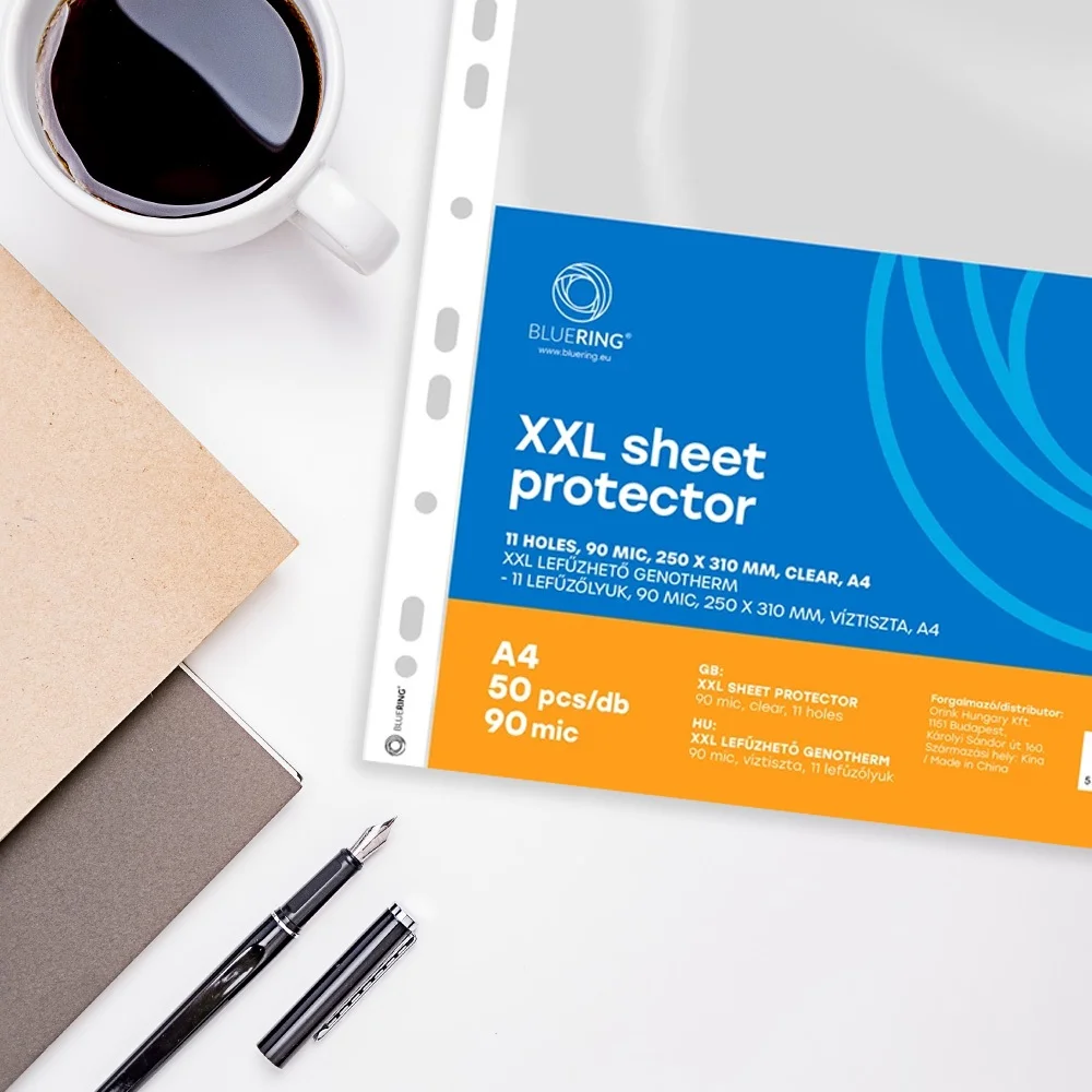 Genotherm lefűzhető, A4, XXL 90 micron 250x310mm, Extra SZÉLES víztiszta Bluering® 50 db/csomag - Image 4
