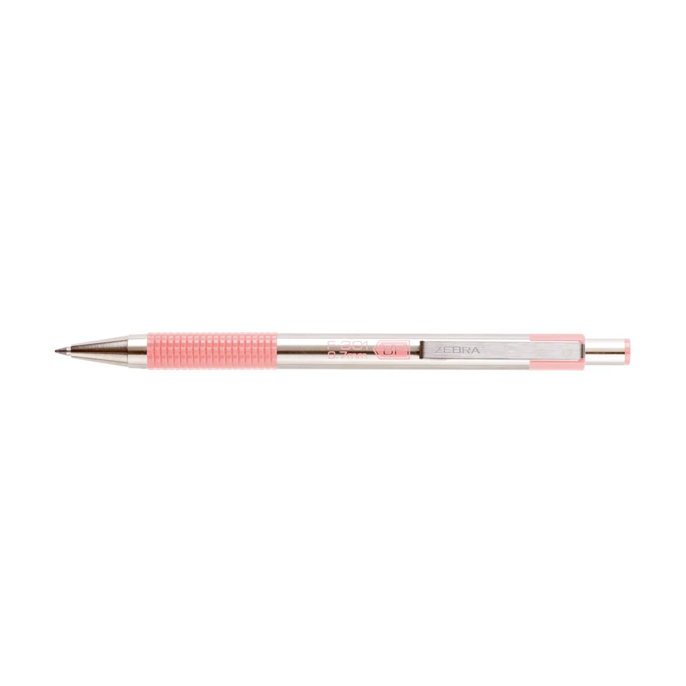 Golyóstoll 0,7mm, pasztell rózsaszín test, Zebra F-301, írásszín kék