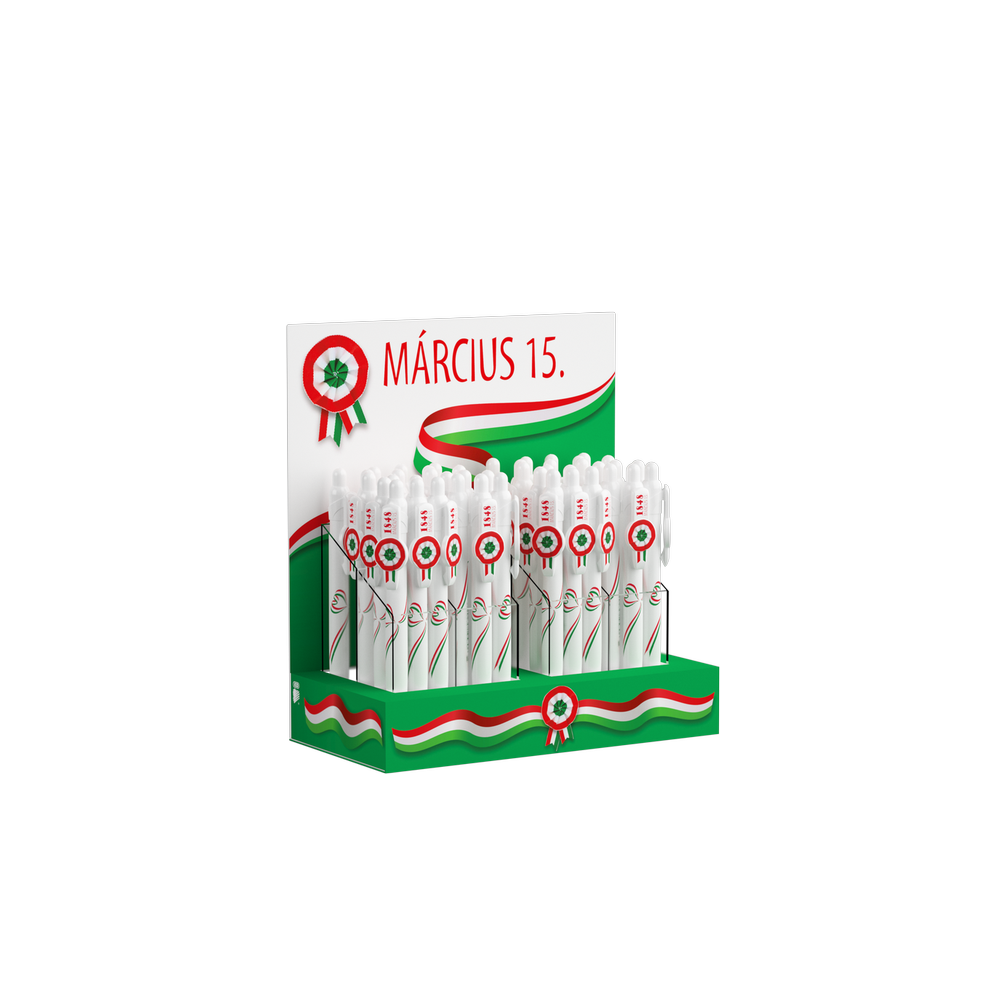 Golyóstoll 0,8mm, nyomógombos Ico kokárdás, 48 db/display, írásszín kék