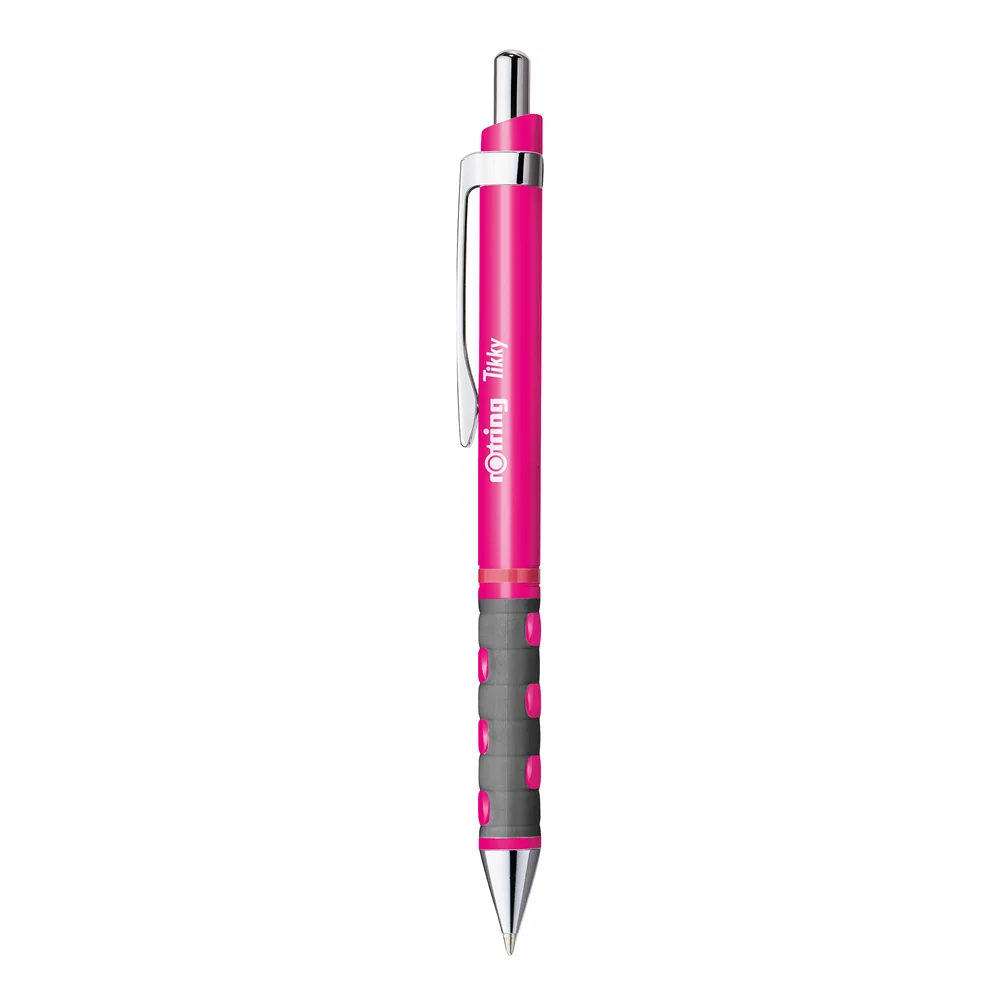 Golyóstoll neonpink test, Rotring Tikky III, írásszín kék