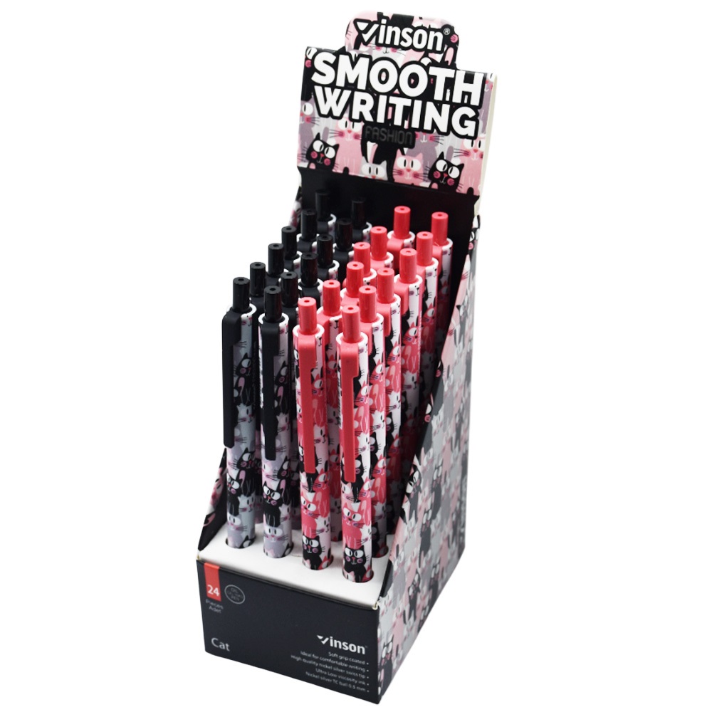 Golyóstoll nyomógombos 0,7mm Vinson Cat F2 vegyes test displ 24 db/display - Image 2