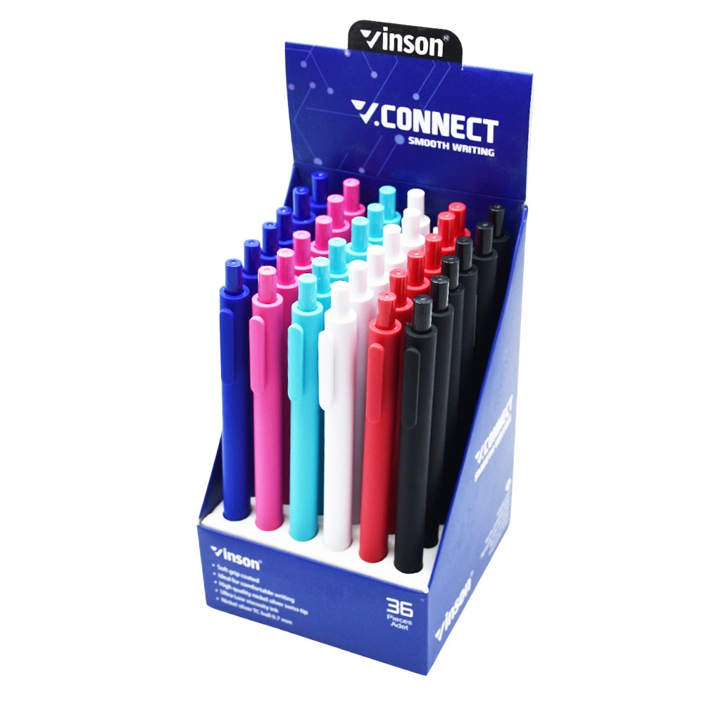 Golyóstoll nyomógombos 0,7mm Vinson Connect S1C vegyes test displ 36 db/display - Image 2