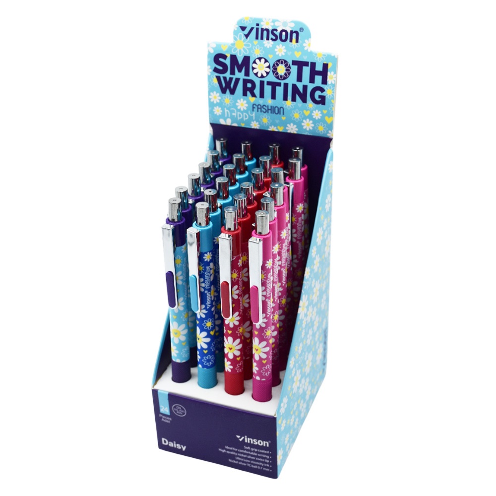 Golyóstoll nyomógombos 0,7mm Vinson Daisy 206 vegyes test displ 24 db/display - Image 2